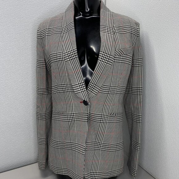 Veronica Beard Women’s Eva Plaid Blazer Jacket Size 4 White/Black — Single Breas - Picture 1 of 9